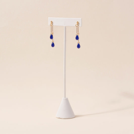 Cobalt Glass Double Drop Earrings