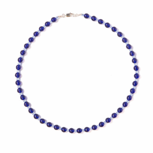 Cobalt + Sapphire Glass Beaded Necklace