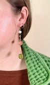 Composition Earrings- Sunstone, Pearl, Mahogany Obsidian, Glass