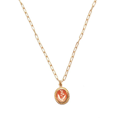 Coral Lily of the Valley Charm Necklace