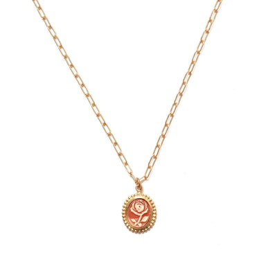 Coral Rose Charm Necklace