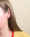 Tiny Square Studs in Carnelian