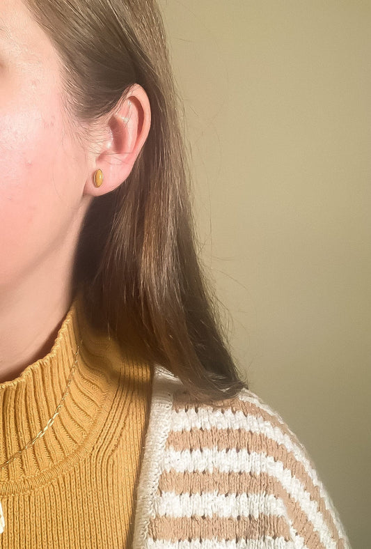 Navette Studs in Yellow Jasper