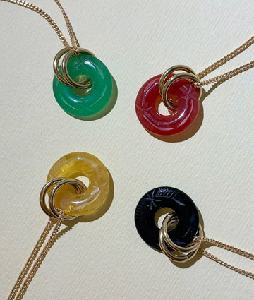 Vintage Glass Deco Ring Necklace