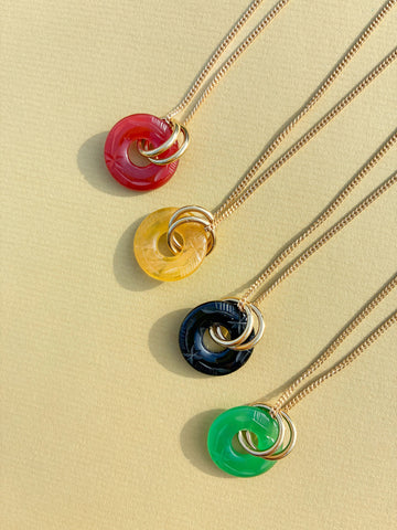 Vintage Glass Deco Ring Necklace