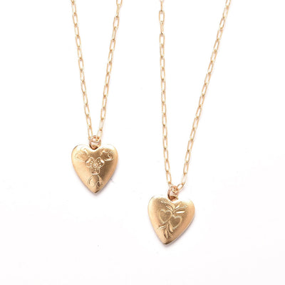 Double Sided Engraved Heart Charm Necklace