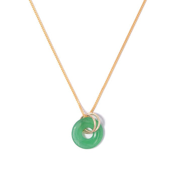 Vintage Glass Deco Ring Necklace- Emerald