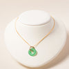 Vintage Glass Deco Ring Necklace- Emerald