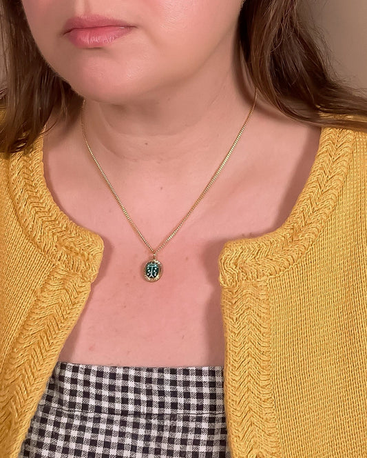 Emerald Lady Bug Charm Necklace