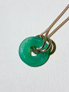 Vintage Glass Deco Ring Necklace- Emerald