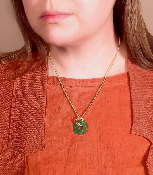 Vintage Glass Deco Ring Necklace- Emerald