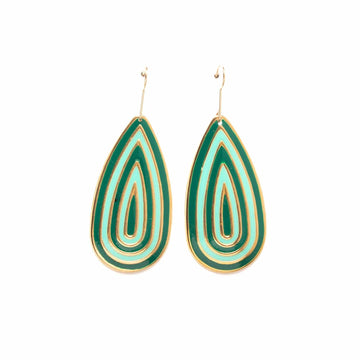 Emerald and Jade Striped Teardrop Earrings/ SECONDS