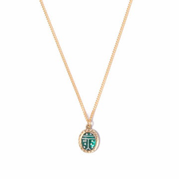 Emerald Lady Bug Charm Necklace