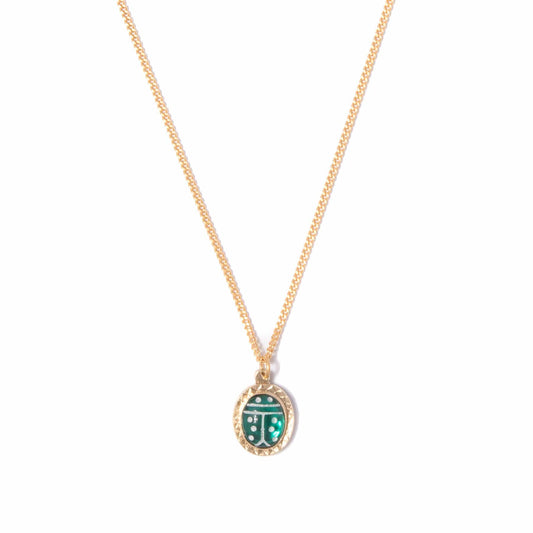 Emerald Lady Bug Charm Necklace