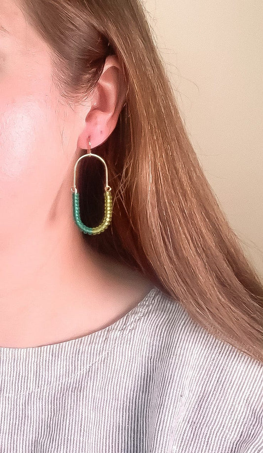 Olive + Emerald Balance Earrings
