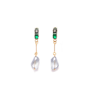 Emerald and Sapphire Glass Drop Earrings