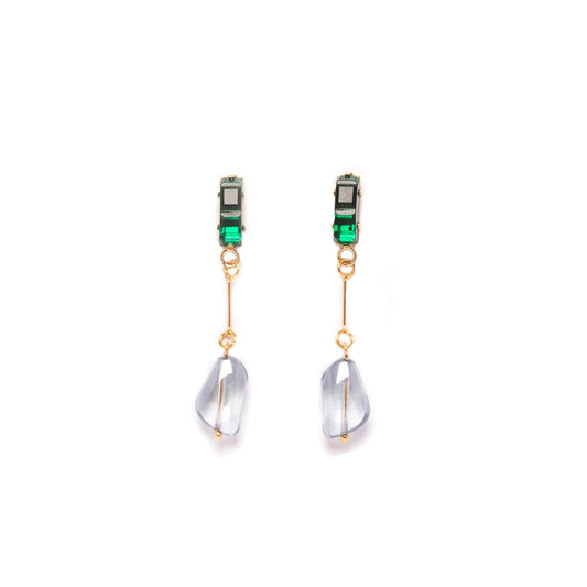 Emerald and Sapphire Glass Drop Earrings