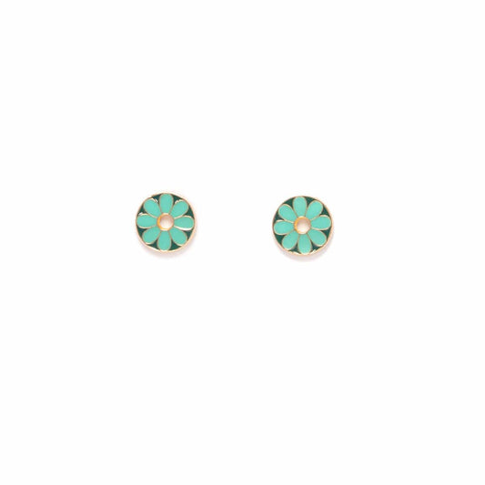 Flower Power Studs in Emerald & Jade