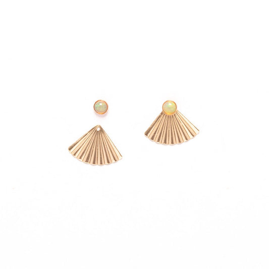 Gold Fill Ethiopian Opal Mini Pleat Jacket Earrings