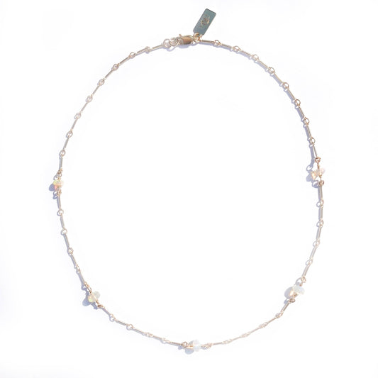 Minimal Charm Necklace- Ethopian Opal Rondelle