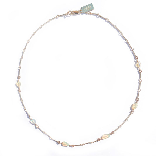 Minimal Charm Necklace- Ethopian Opal Nugget