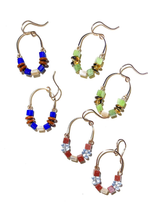 Cobalt + Brown Beaded Earrings