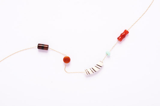 Balance Necklace- Vintage Glass, Peruvian Opal, Agate