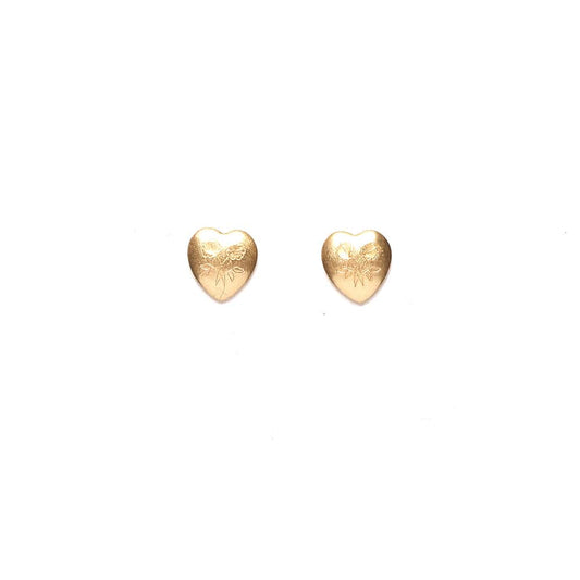 Engraved Heart Studs