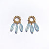 Flower Charm Earrings with Aqua Striped Glass Beads