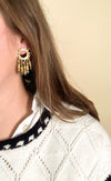 Flower Charm Earrings with Topaz Glass Beads
