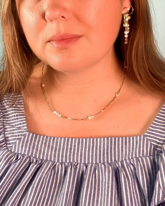Freshwater Pearl Minimal Charm Necklace