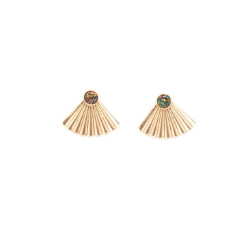 Gold Fill Black Opal Mini Pleat Jacket Earrings