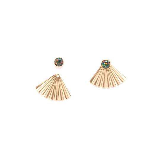 Gold Fill Black Opal Mini Pleat Jacket Earrings