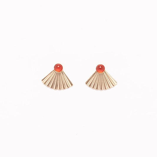 Gold Fill Carnelian Mini Pleat Jacket Earrings