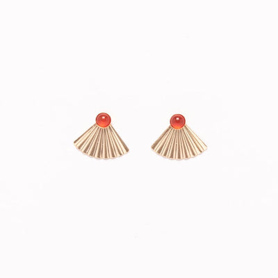 Gold Fill Carnelian Mini Pleat Jacket Earrings