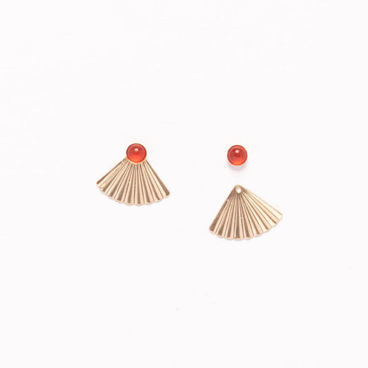 Gold Fill Carnelian Mini Pleat Jacket Earrings