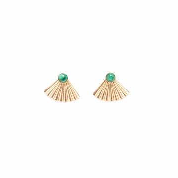 Gold Fill Malachite Mini Pleat Jacket Earrings