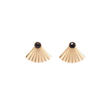 Gold Fill Onyx Mini Pleat Jacket Earrings