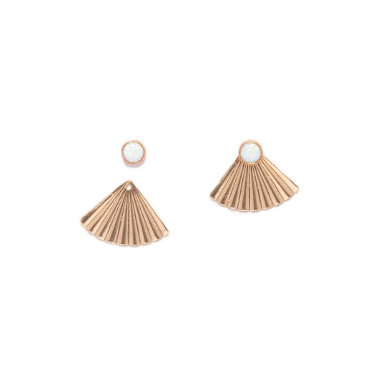 Gold Fill Opal Mini Pleat Jacket Earrings