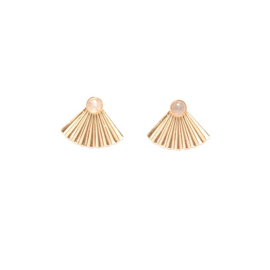 Gold Fill Aquamarine Mini Pleat Jacket Earrings