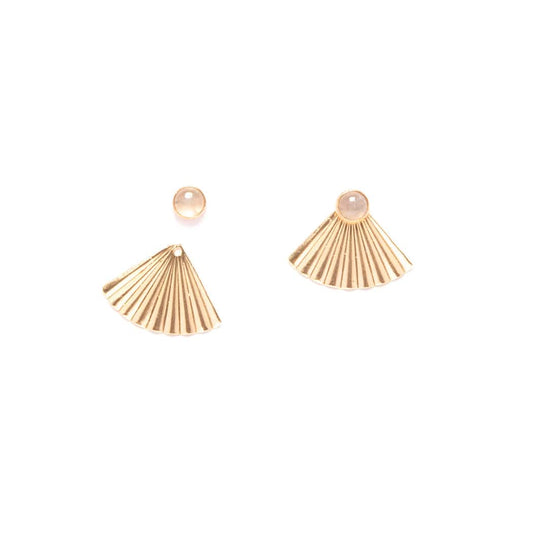 Gold Fill Aquamarine Mini Pleat Jacket Earrings