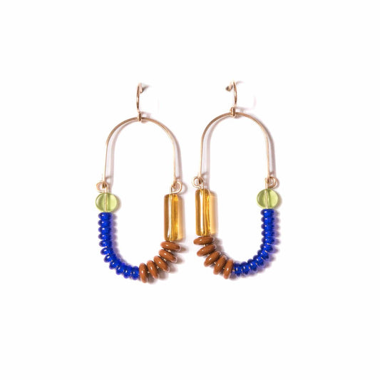 Cobalt, Olive, Mocha, and Topaz Balance Earrings/ Sterling Silver