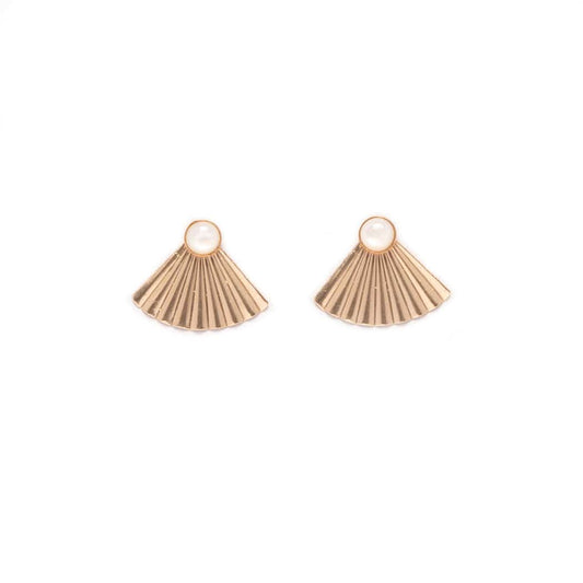 Gold Fill Mother of Pearl Mini Pleat Jacket Earrings