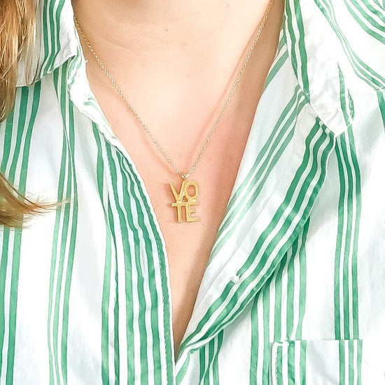 gold-vote-necklace handmade jewelry by michelle starbuck designs