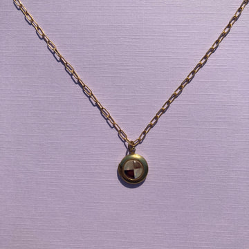 Checkered Shell Locket Necklace