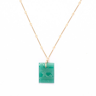 Jade Glass Deco Pendant Necklace