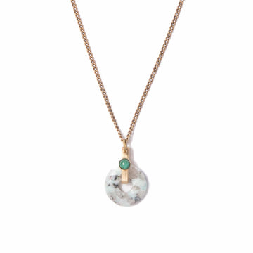 Kiwi Jasper Donut Pendant Necklace