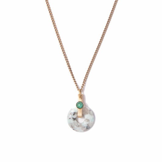 Kiwi Jasper Donut Pendant Necklace- PREORDER