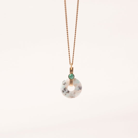 Kiwi Jasper Donut Pendant Necklace- PREORDER