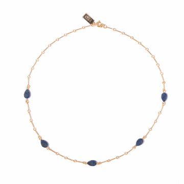 Lapis Teardrop Minimal Charm Necklace